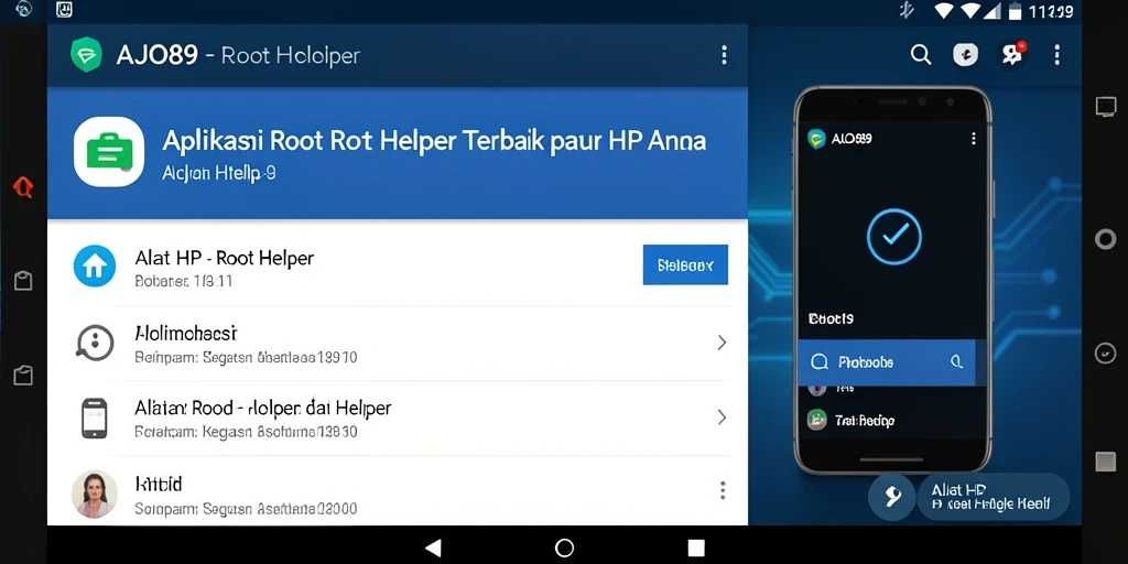 Tampilan antarmuka AJO89 yang user-friendly untuk proses Root Helper.