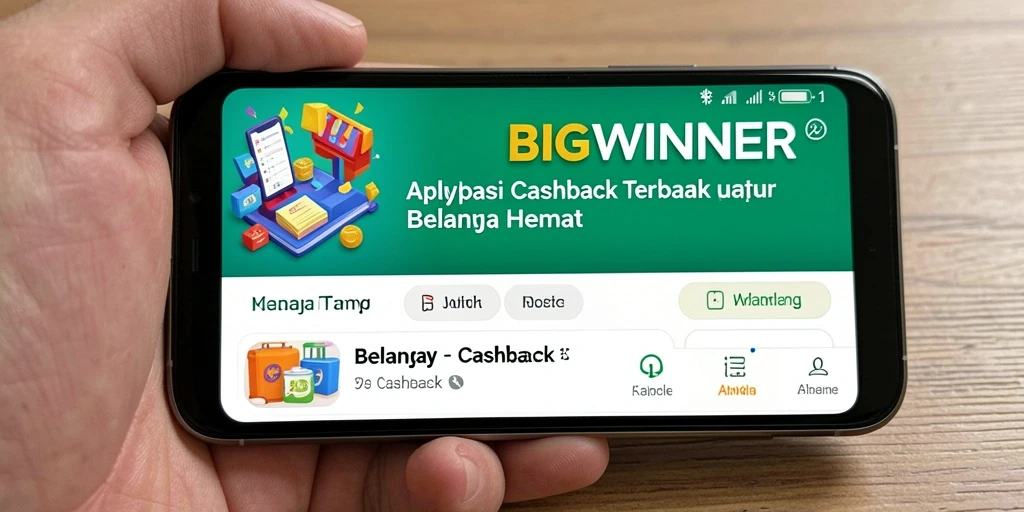 Antarmuka aplikasi BIGWINNER yang intuitif dan menarik untuk pengguna Cashback.