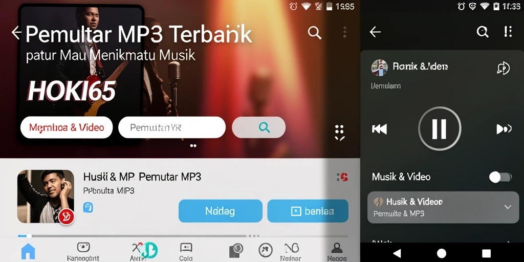 Antarmuka HOKI65 yang intuitif untuk pemutar MP3.