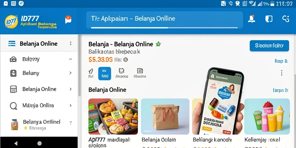 Antarmuka aplikasi ID777 untuk Belanja Online yang menarik dan mudah digunakan.