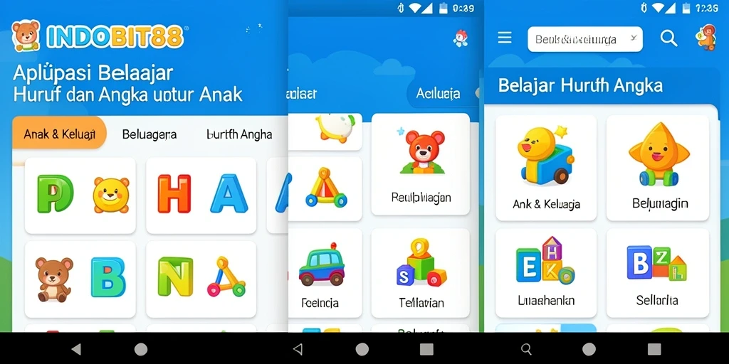 Antarmuka aplikasi INDOBIT88 yang ramah anak dan interaktif.