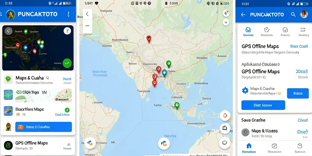 Antarmuka PUNCAKTOTO menampilkan peta offline yang mudah dinavigasi.