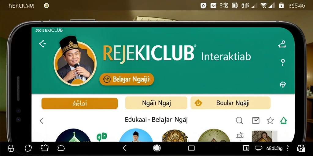 Antarmuka aplikasi REJEKICLUB untuk belajar ngaji.