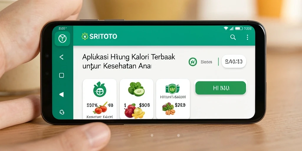 Antarmuka SRITOTO menampilkan fitur Hitung Kalori yang intuitif dan mudah digunakan.