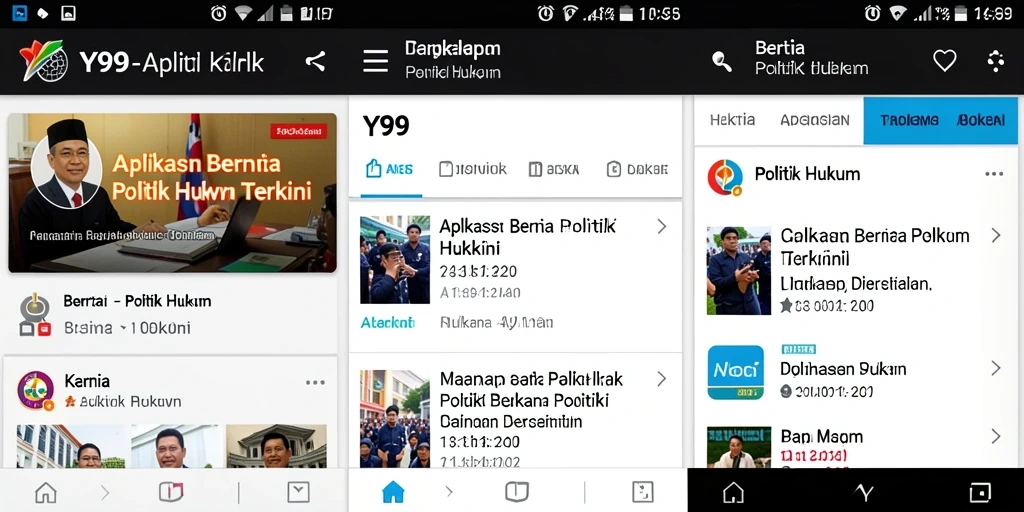 Tampilan antarmuka aplikasi Y89 untuk berita politik hukum.